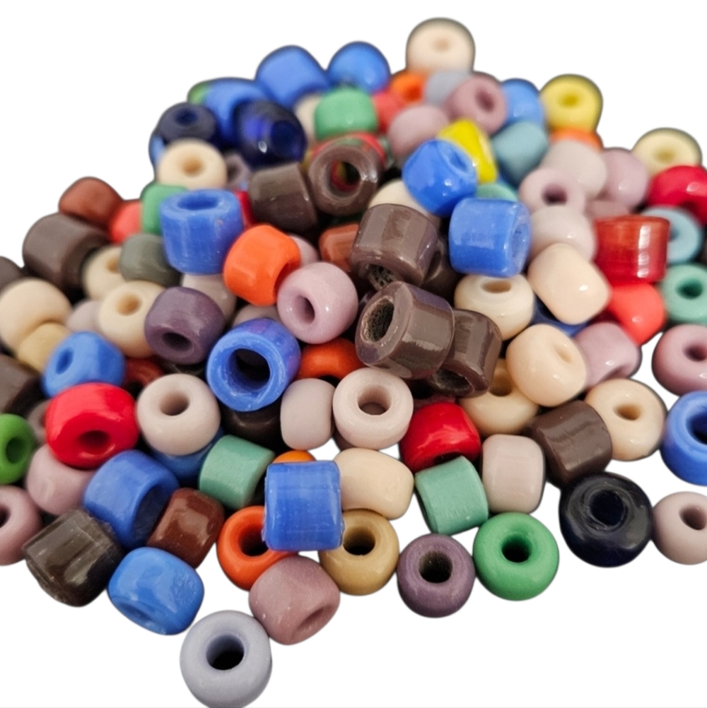 125+ BEADS mixed glass crow assorted colors NEW vintage handmade Last Set!